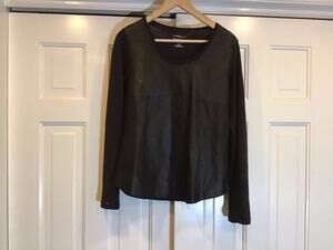 Majestic Filatures Black Leather Cashmere/Silk Sz2-S Luxury Goth Indie Minamal